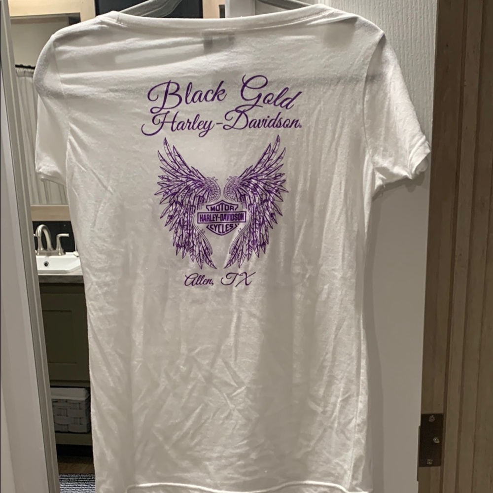 Harley Davidson Fitted White and Purple Short Sleeve TeeWomens M - Picture 2 of 3
